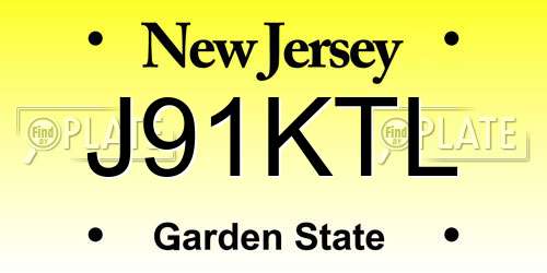J91KTL New Jersey License Plate
