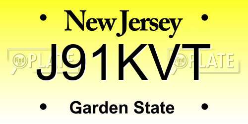 J91KVT New Jersey License Plate