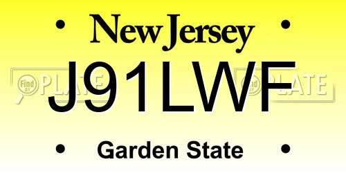 J91LWF New Jersey License Plate