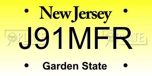 J91MFR New Jersey License Plate