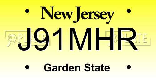 J91MHR New Jersey License Plate