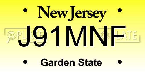 J91MNF New Jersey License Plate