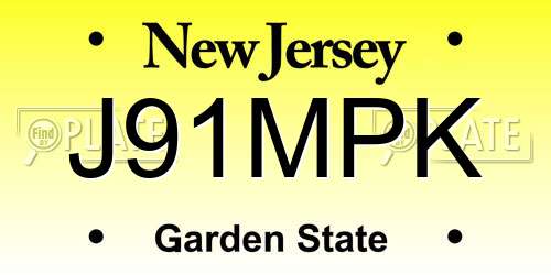 J91MPK New Jersey License Plate
