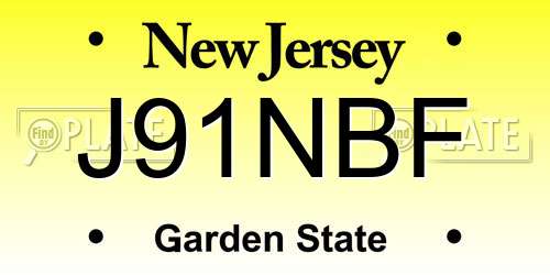 J91NBF New Jersey License Plate