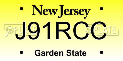 J91RCC New Jersey License Plate