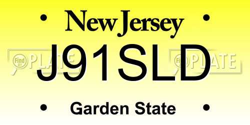 J91SLD New Jersey License Plate