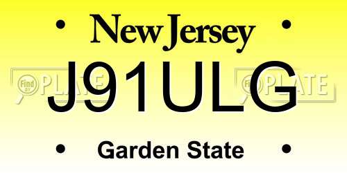 J91ULG New Jersey License Plate