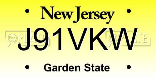 J91VKW New Jersey License Plate