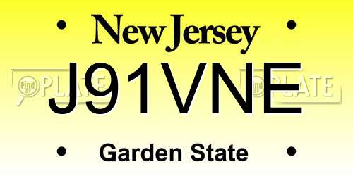 J91VNE New Jersey License Plate