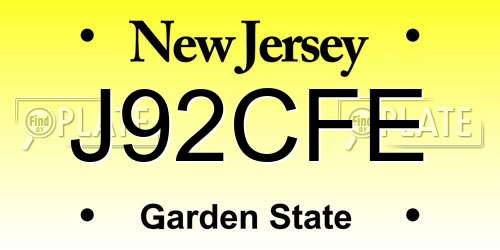 J92CFE New Jersey License Plate