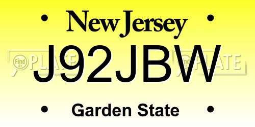 J92JBW New Jersey License Plate