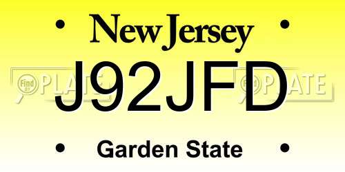 J92JFD New Jersey License Plate