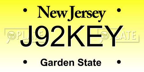 J92KEY New Jersey License Plate