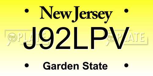 J92LPV New Jersey License Plate