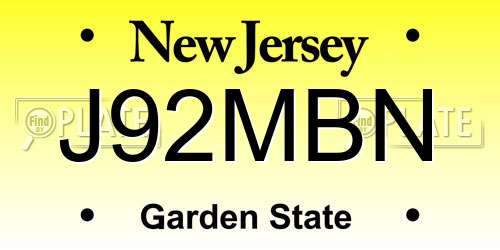 J92MBN New Jersey License Plate