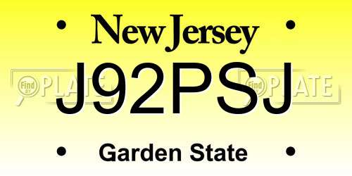 J92PSJ New Jersey License Plate
