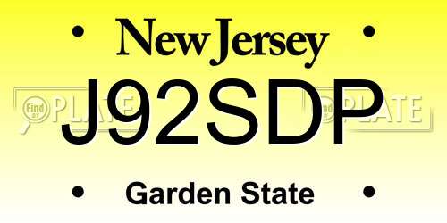 J92SDP New Jersey License Plate