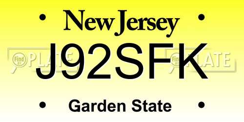 J92SFK New Jersey License Plate