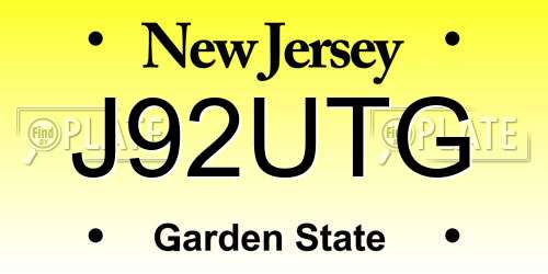 J92UTG New Jersey License Plate