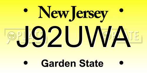 J92UWA New Jersey License Plate