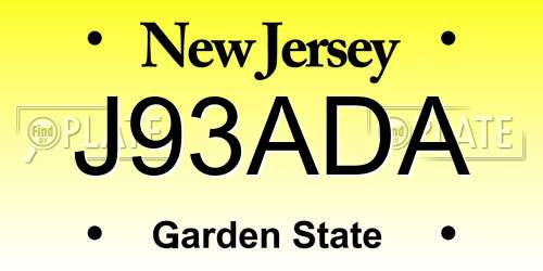 J93ADA New Jersey License Plate