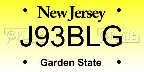 J93BLG New Jersey License Plate