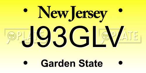 J93GLV New Jersey License Plate