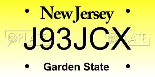 J93JCX New Jersey License Plate