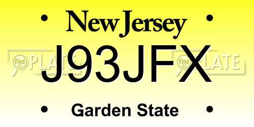 J93JFX New Jersey License Plate