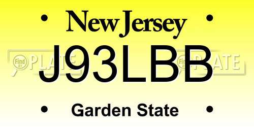 J93LBB New Jersey License Plate
