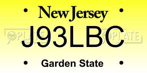 J93LBC New Jersey License Plate