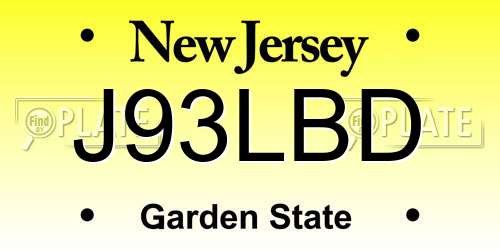 J93LBD New Jersey License Plate