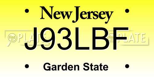 J93LBF New Jersey License Plate