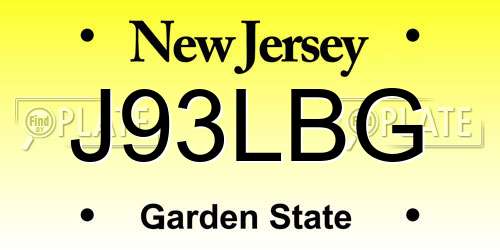 J93LBG New Jersey License Plate