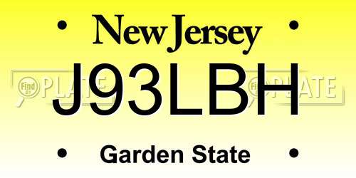 J93LBH New Jersey License Plate