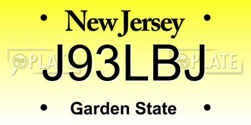 J93LBJ New Jersey License Plate