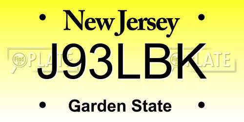 J93LBK New Jersey License Plate
