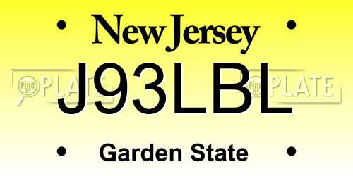 J93LBL New Jersey License Plate