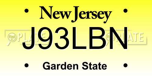 J93LBN New Jersey License Plate