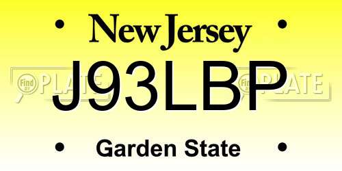 J93LBP New Jersey License Plate