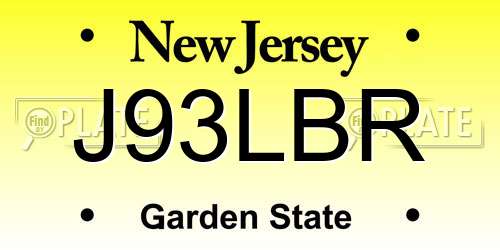 J93LBR New Jersey License Plate