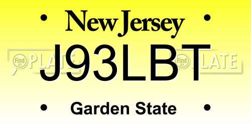 J93LBT New Jersey License Plate