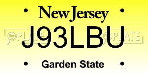 J93LBU New Jersey License Plate