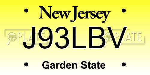 J93LBV New Jersey License Plate