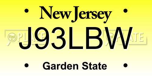 J93LBW New Jersey License Plate