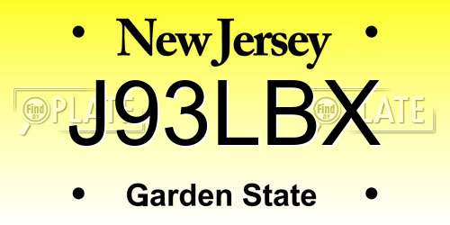 J93LBX New Jersey License Plate