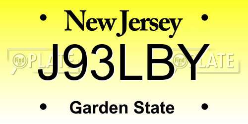 J93LBY New Jersey License Plate