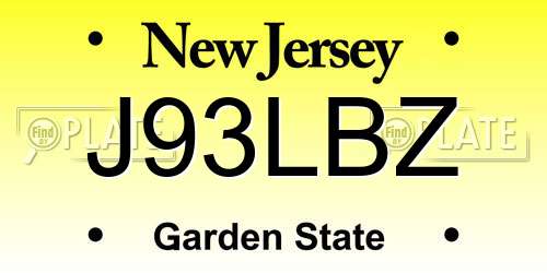 J93LBZ New Jersey License Plate
