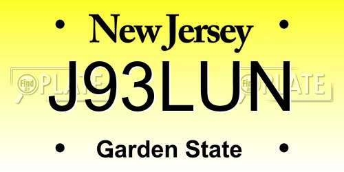 J93LUN New Jersey License Plate
