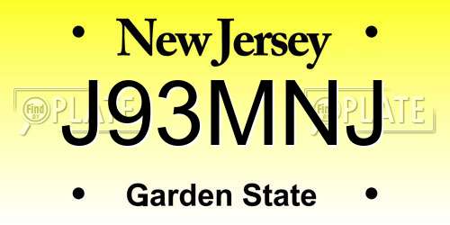 J93MNJ New Jersey License Plate